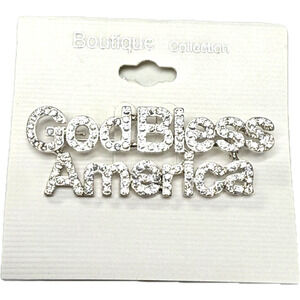 Stella Wholesale Lot 10 God Bless America Brooches Silver Tone Crystal Pins Bulk